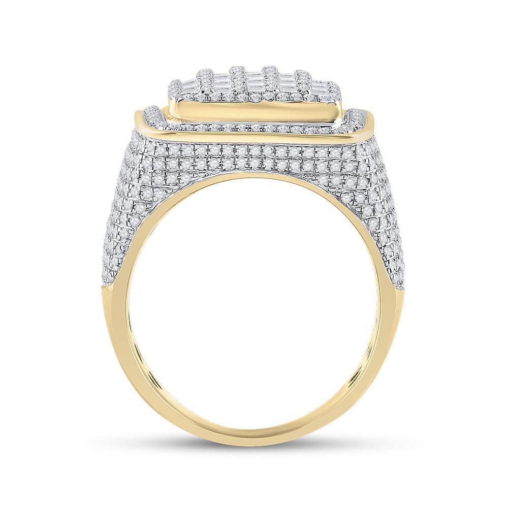 14kt Yellow Gold Mens Baguette Diamond Square Ring 2-1/2 Cttw