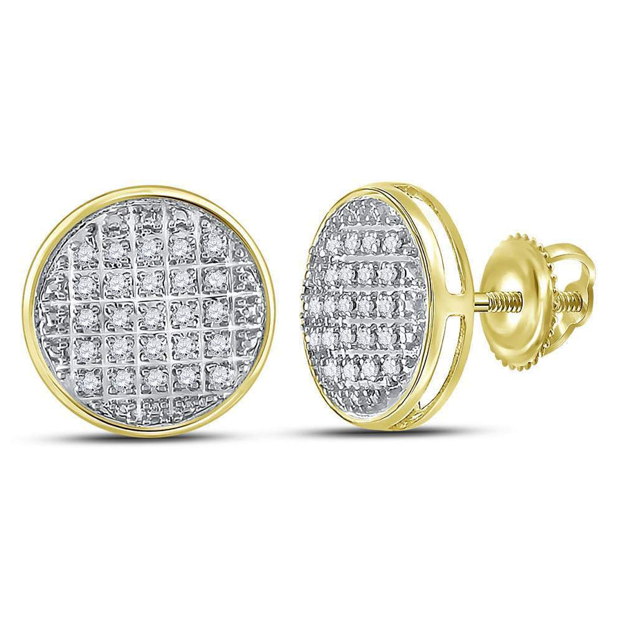 10kt Yellow Gold Round Diamond Circle Cluster Stud Earrings 1/8 Cttw