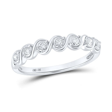 10kt White Gold Womens Round Diamond Band Ring 1/6 Cttw