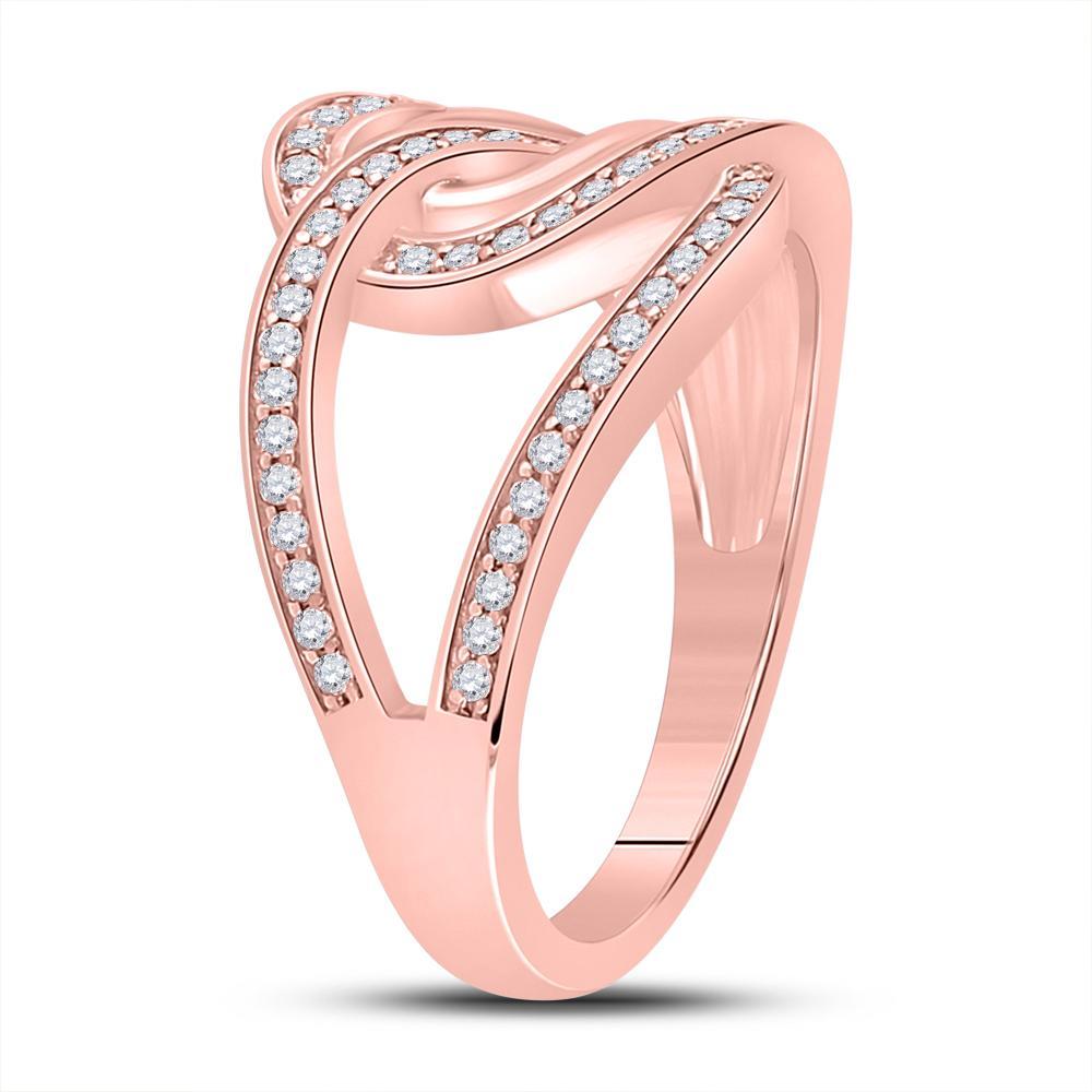 14kt Rose Gold Womens Round Diamond Linked Loop Fashion Ring 1/3 Cttw