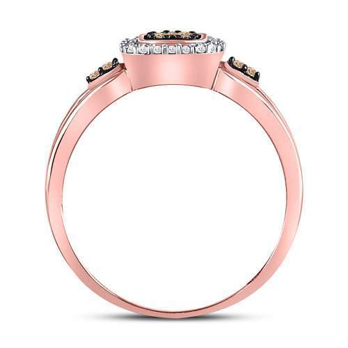 10kt Rose Gold Womens Round Brown Diamond Square Cluster Ring 1/8 Cttw
