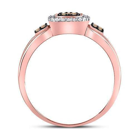 10kt Rose Gold Womens Round Brown Diamond Square Cluster Ring 1/8 Cttw