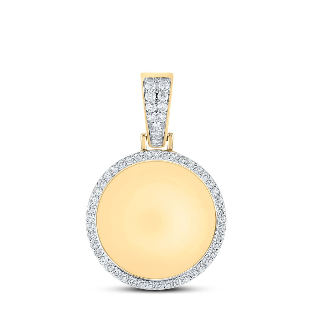 10kt Yellow Gold Mens Round Diamond Memory Circle Charm Pendant 1 Cttw