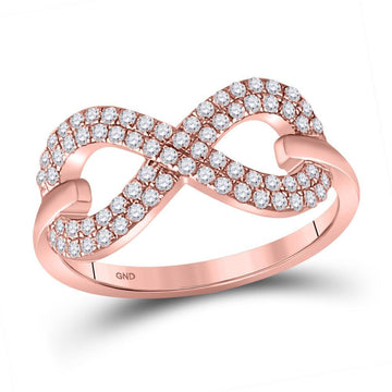 10kt Rose Gold Womens Round Diamond Fashion Infinity Ring 1/3 Cttw