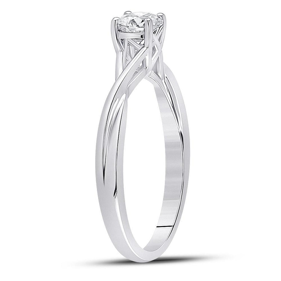 14kt White Gold Womens Round Diamond Solitaire Bridal Wedding Engagement Ring 1/2 Cttw