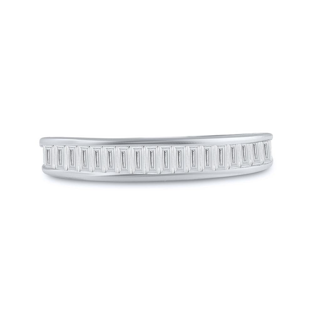 10kt White Gold Womens Baguette Diamond Wedding Band 1/2 Cttw