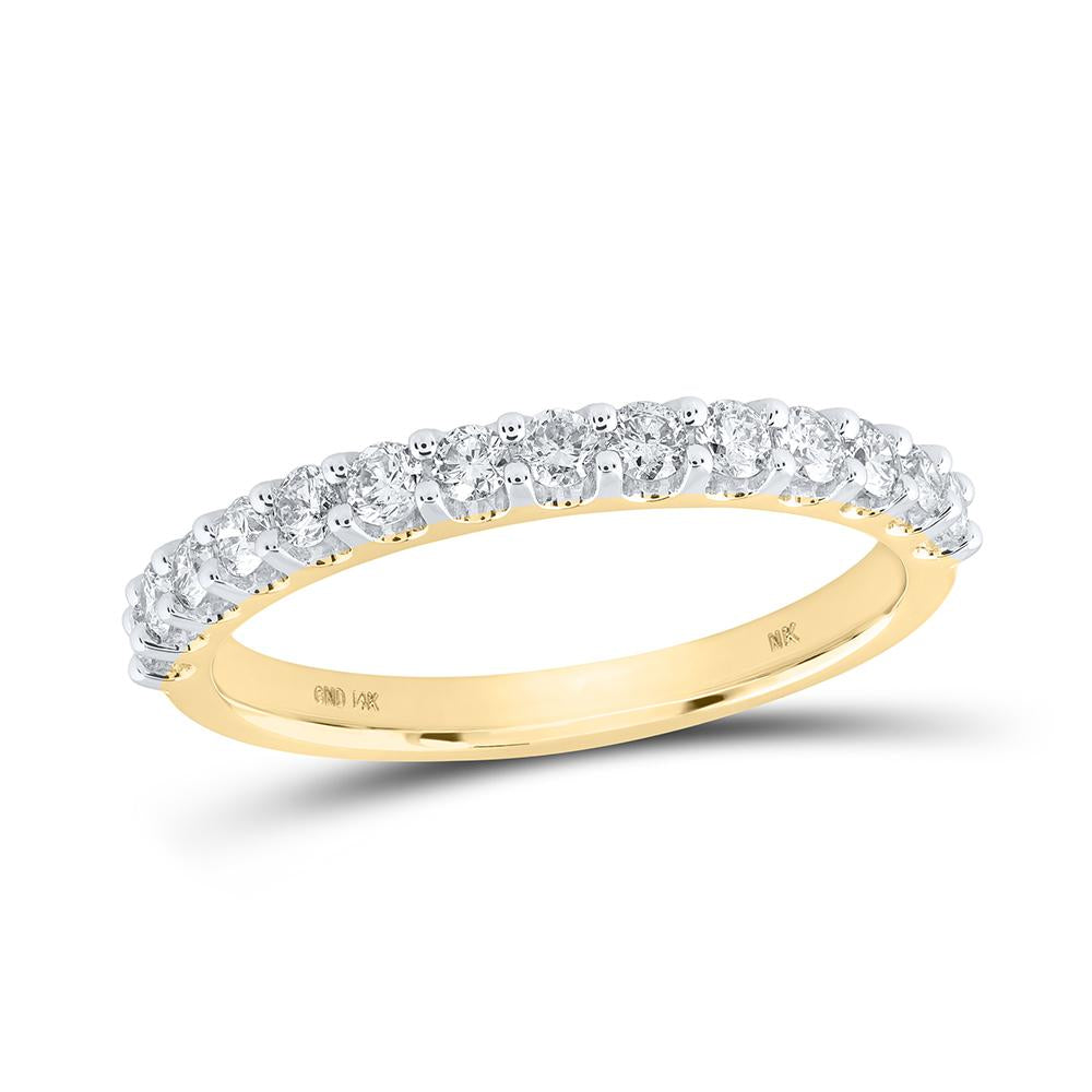 14kt Yellow Gold Womens Round Diamond Wedding Band 1/2 Cttw