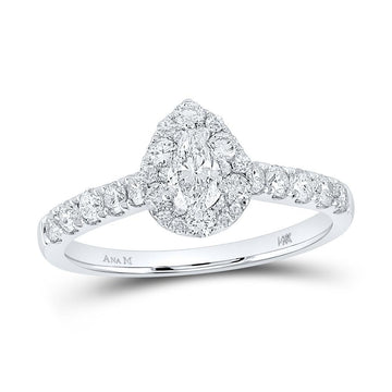 14kt White Gold Pear Diamond Halo Bridal Wedding Engagement Ring 1 Cttw