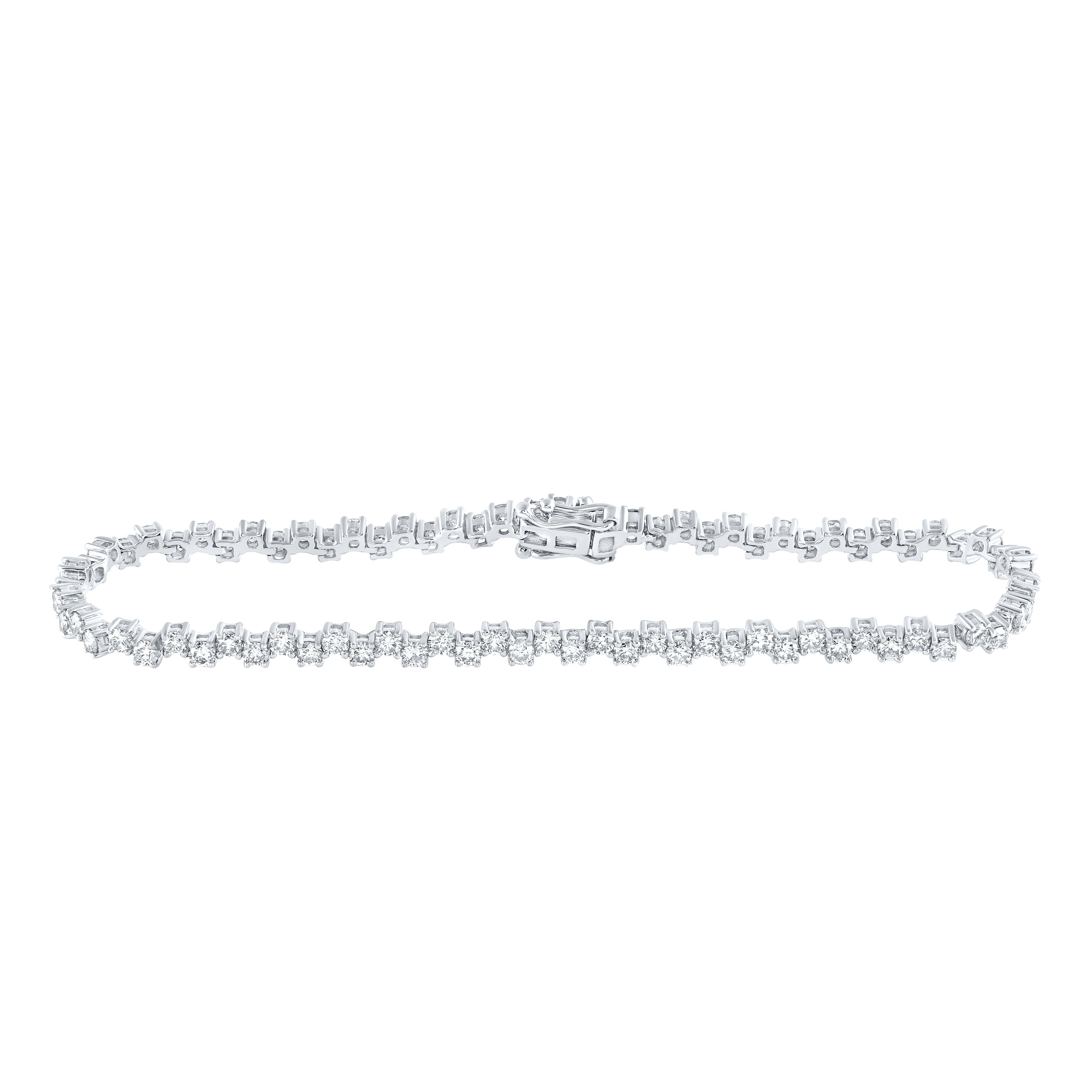 14kt White Gold Womens Round Diamond Tennis Bracelet 3-1/2 Cttw