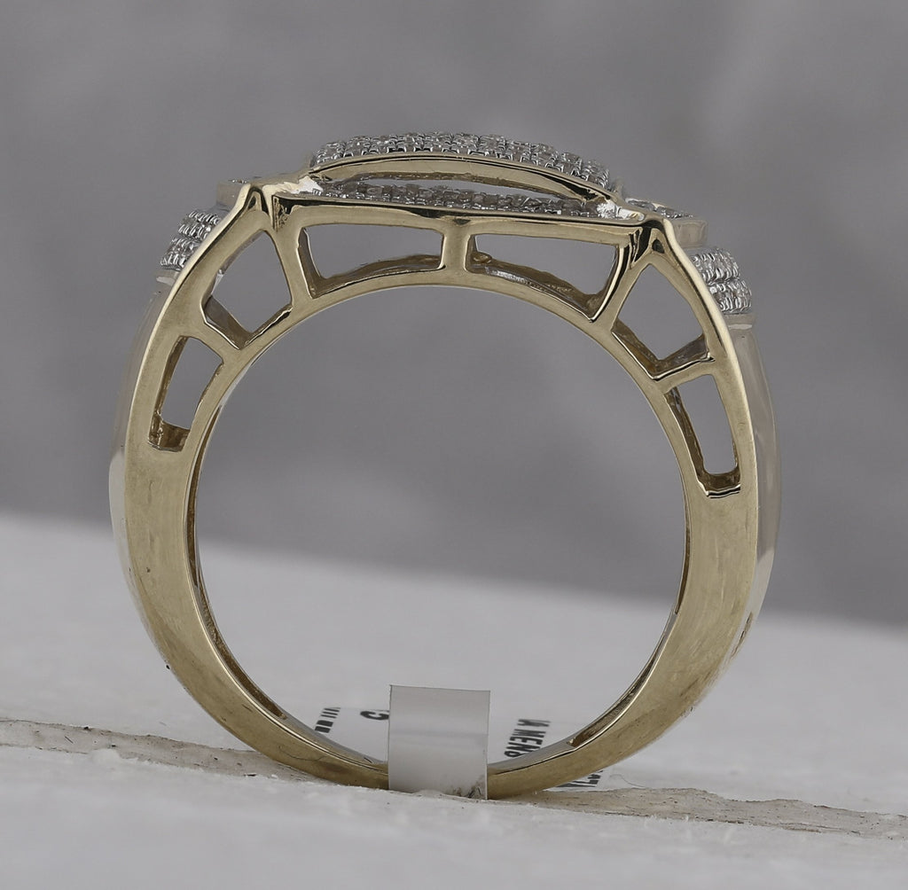 10kt Yellow Gold Mens Round Diamond Fashion Cluster Ring 1/2 Cttw
