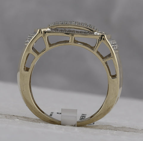 10kt Yellow Gold Mens Round Diamond Fashion Cluster Ring 1/2 Cttw