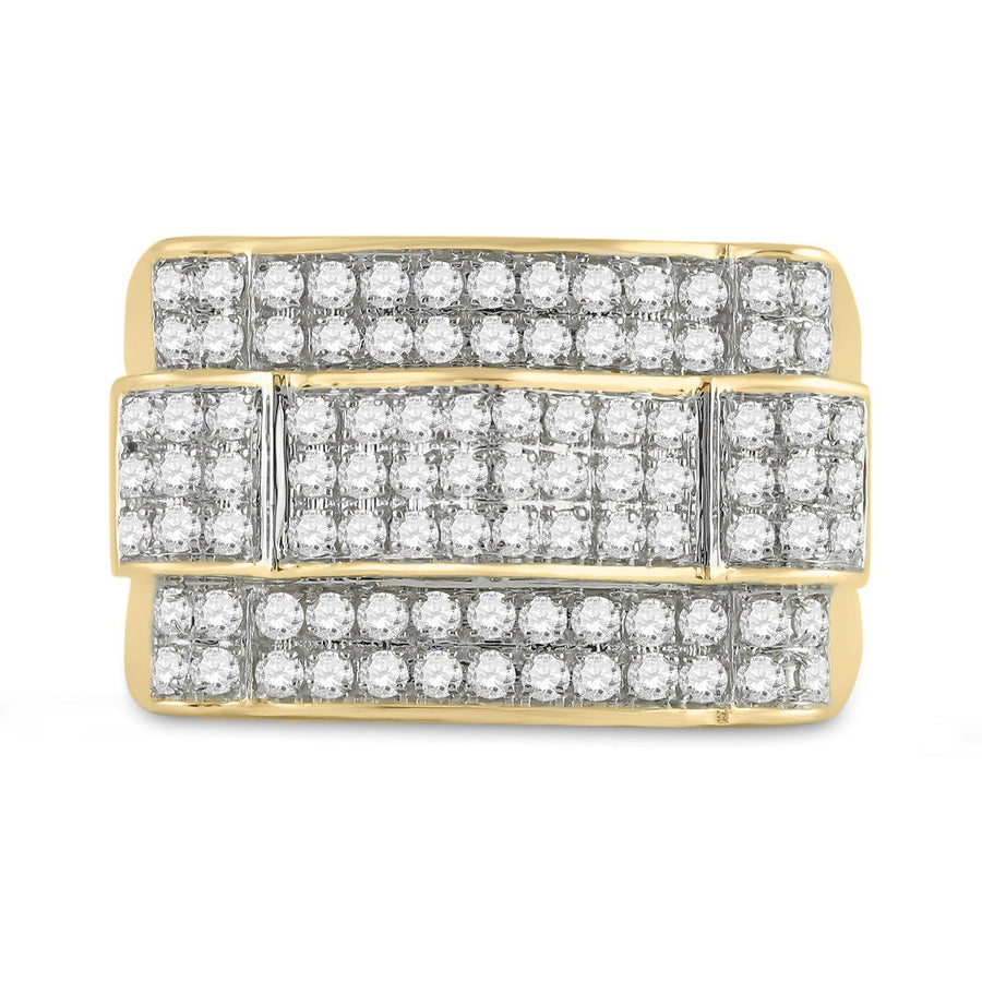 10kt Yellow Gold Mens Round Diamond Arch Cluster Ring 1 Cttw