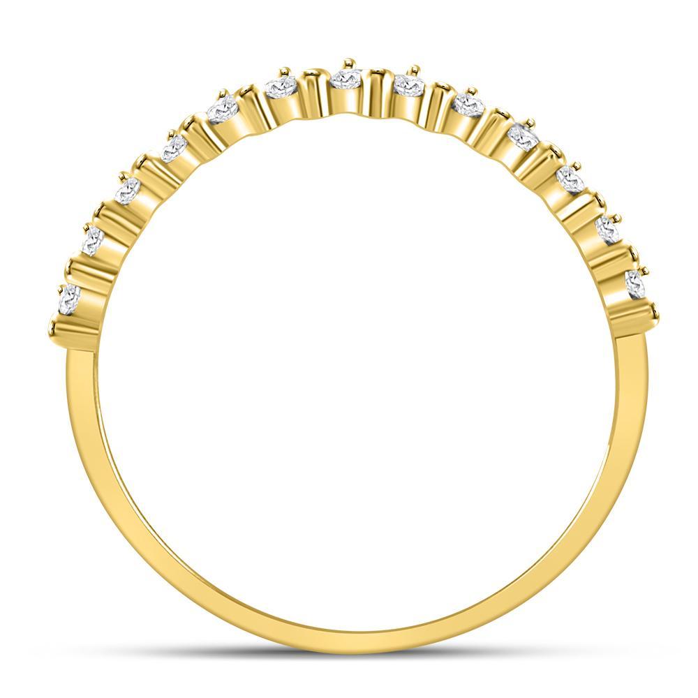 10kt Yellow Gold Womens Round Diamond Stackable Band Ring 1/8 Cttw