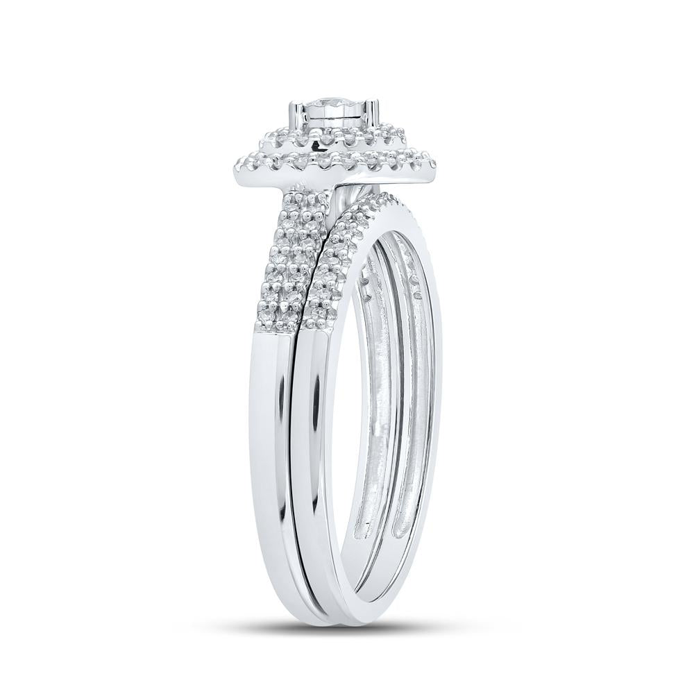 10kt White Gold Round Diamond Bridal Wedding Ring Band Set 1/3 Cttw