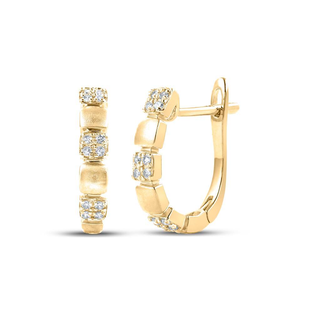14kt Yellow Gold Womens Round Diamond Hoop Earrings 1/10 Cttw