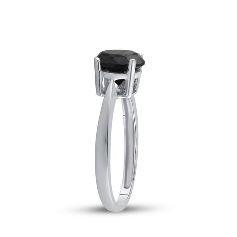 10kt White Gold Round Black Color Enhanced Diamond Solitaire Bridal Wedding Ring 2 Cttw