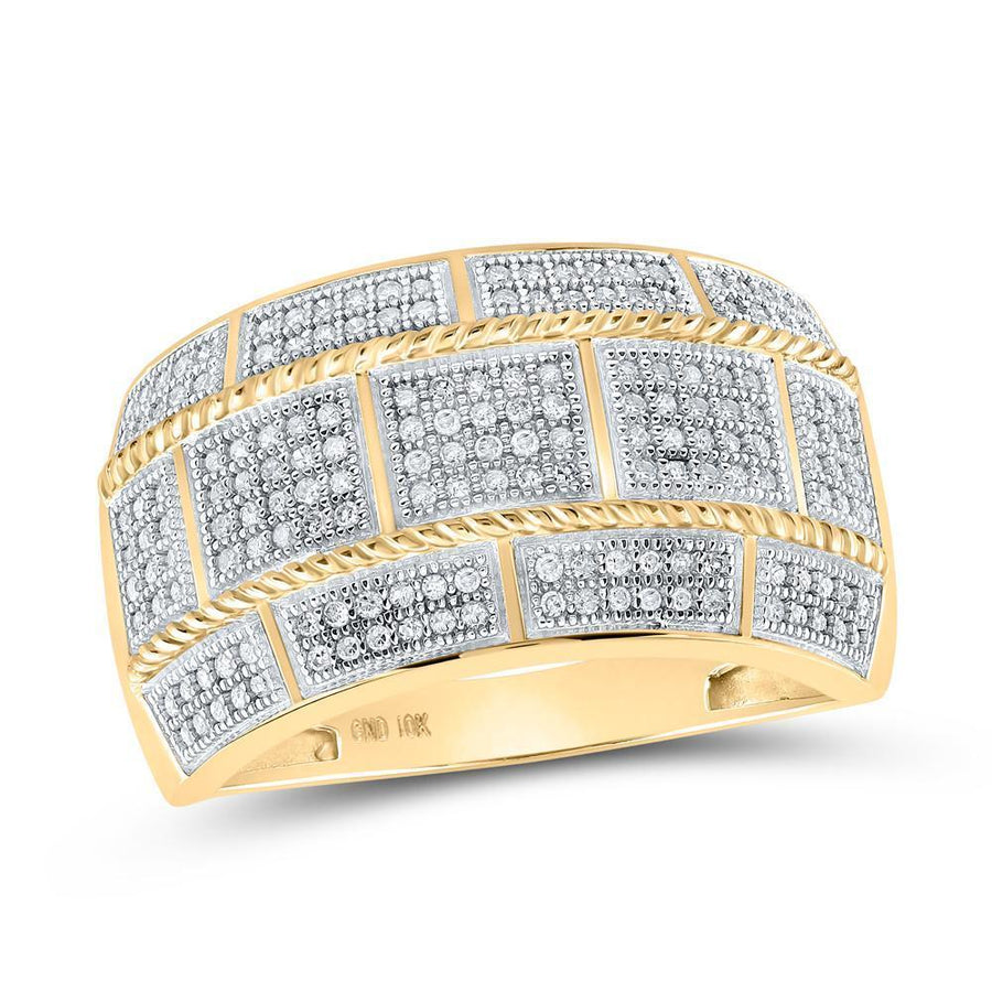 10kt Yellow Gold Mens Round Diamond Band Ring 1/2 Cttw