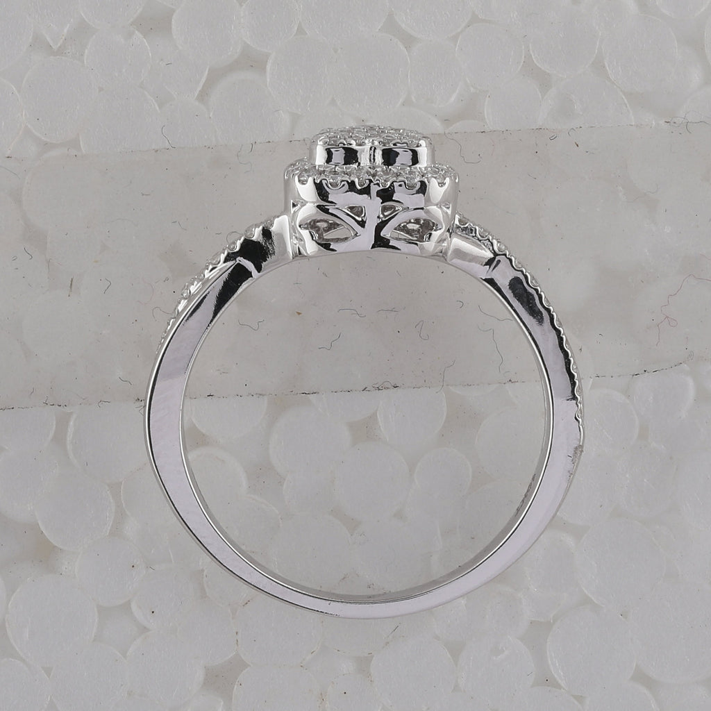 10kt White Gold Womens Round Diamond Heart Ring 1/4 Cttw