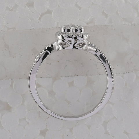 10kt White Gold Womens Round Diamond Heart Ring 1/4 Cttw