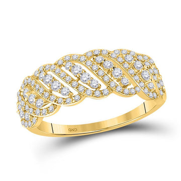 14kt Yellow Gold Womens Round Diamond Anniversary Ring 5/8 Cttw