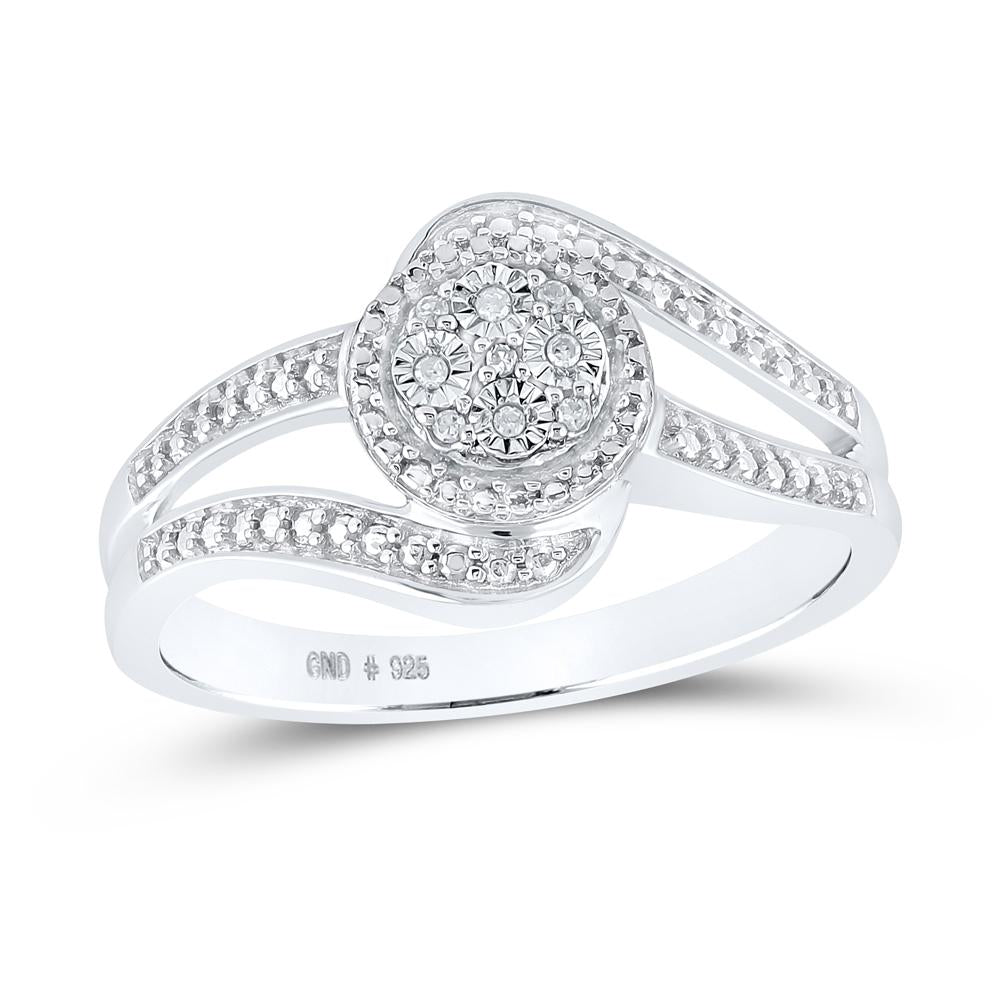 Sterling Silver Womens Round Diamond Cluster Ring .03 Cttw