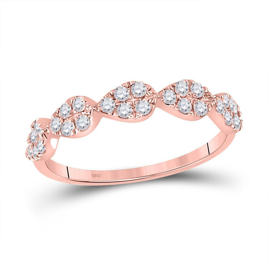 10kt Rose Gold Womens Round Diamond Teardrop Stackable Band Ring 1/3 Cttw