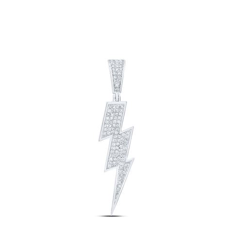 Sterling Silver Womens Round Diamond Thunder Bolt Lightning Pendant 1/2 Cttw