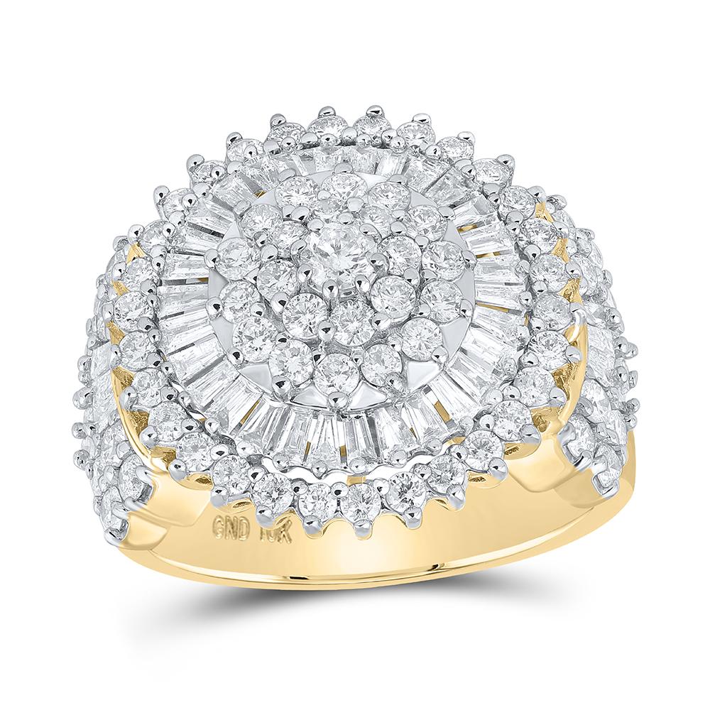 10kt Yellow Gold Womens Round Diamond Circle Cluster Ring 2 Cttw