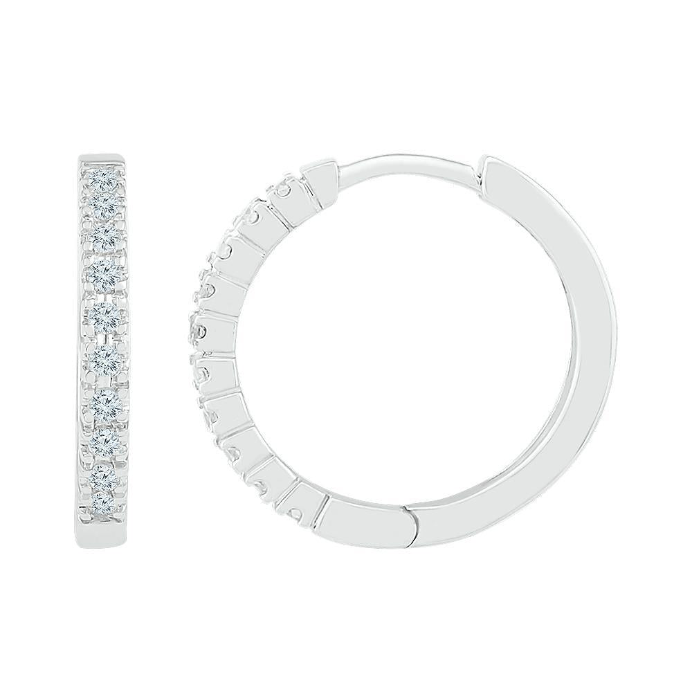 10kt White Gold Womens Round Diamond Hoop Earrings 1/4 Cttw