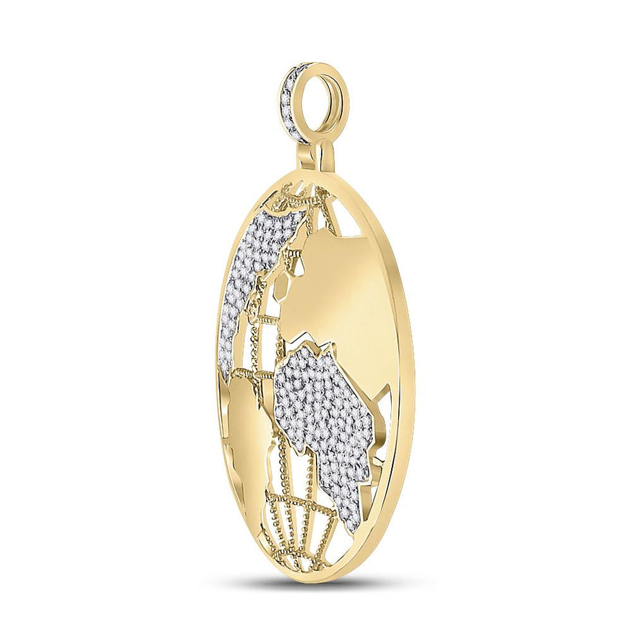 10kt Yellow Gold Mens Round Diamond Globe World Charm Pendant 5/8 Cttw