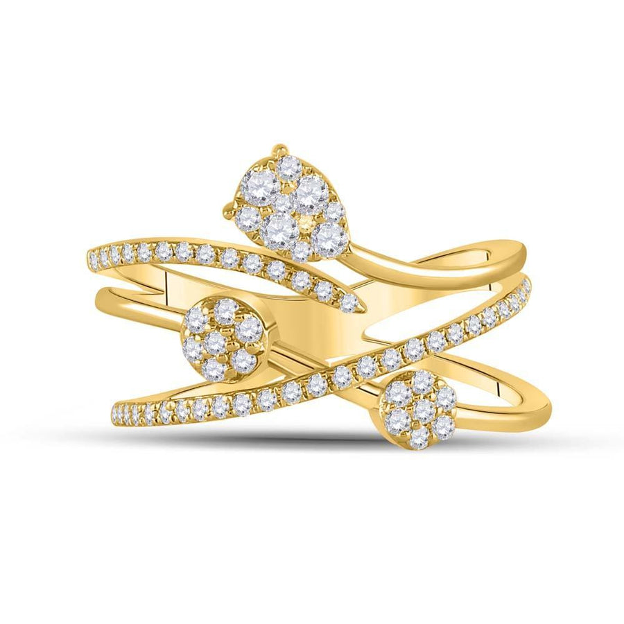 14kt Yellow Gold Womens Round Diamond Abstract Fashion Ring 1/2 Cttw