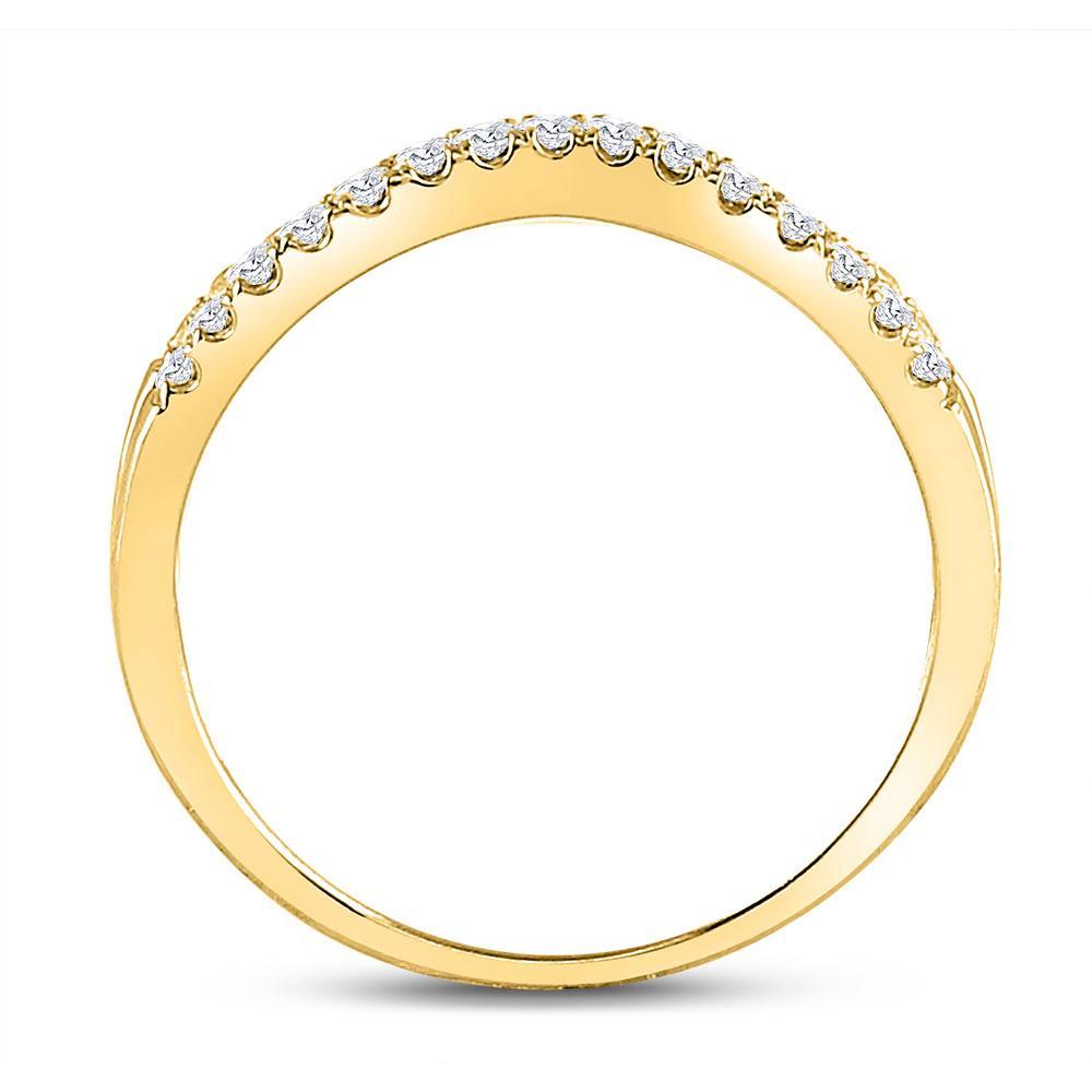 14kt Yellow Gold Womens Round Diamond Contour Enhancer Wedding Band 1/4 Cttw