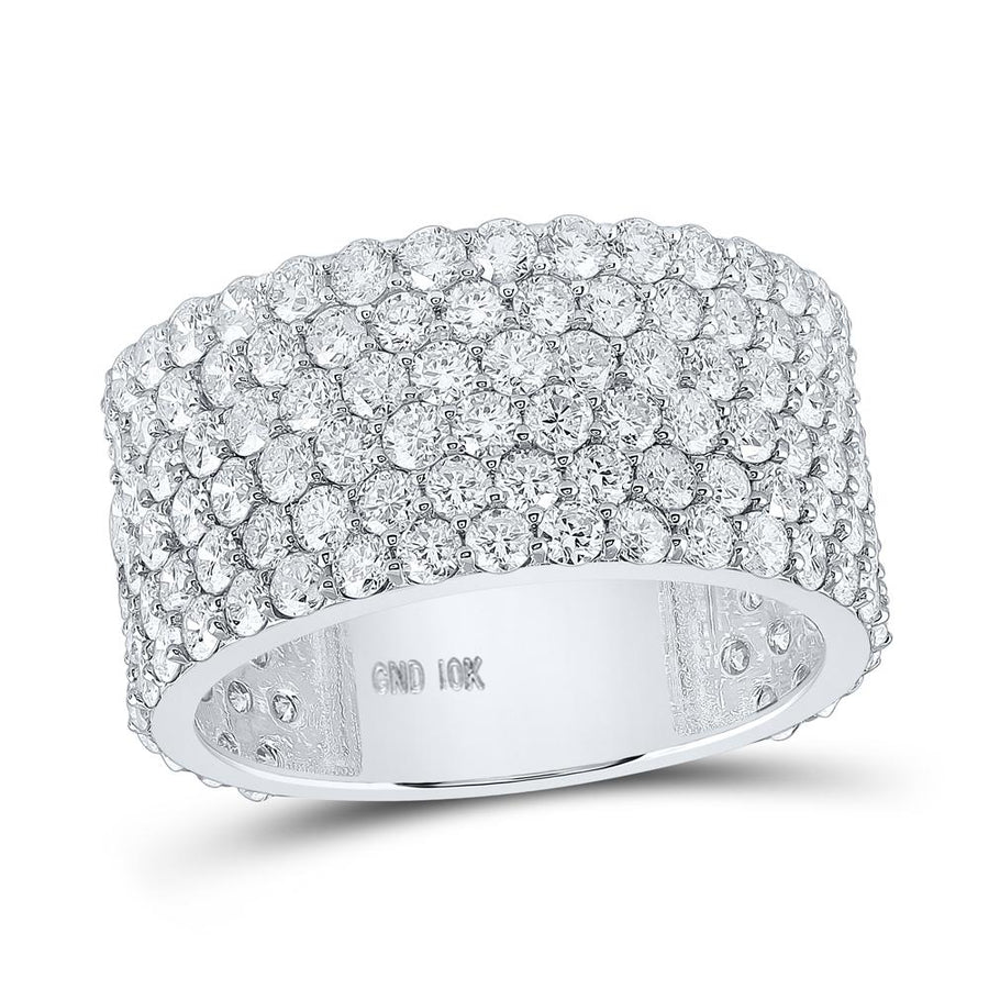 10kt White Gold Mens Round Diamond 6-Row Pave Band Ring 6-1/2 Cttw