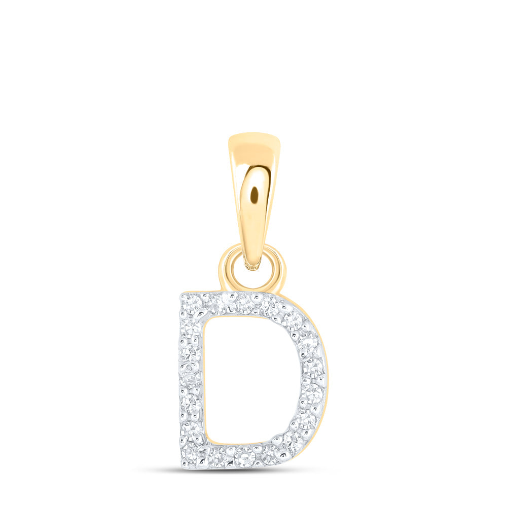 10kt Yellow Gold Womens Round Diamond D Initial Letter Pendant 1/20 Cttw