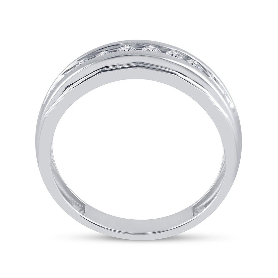 14kt White Gold Mens Round Diamond Wedding Band Ring 1/4 Cttw