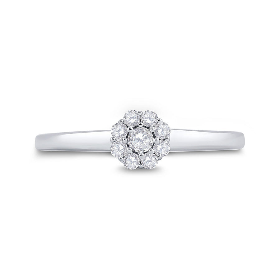 14kt White Gold Round Diamond Cluster Bridal Wedding Engagement Ring 1/5 Cttw