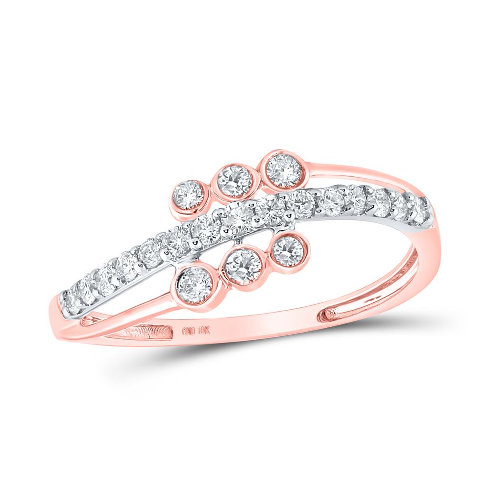 10kt Two-tone Gold Womens Round Diamond Band Ring 1/3 Cttw