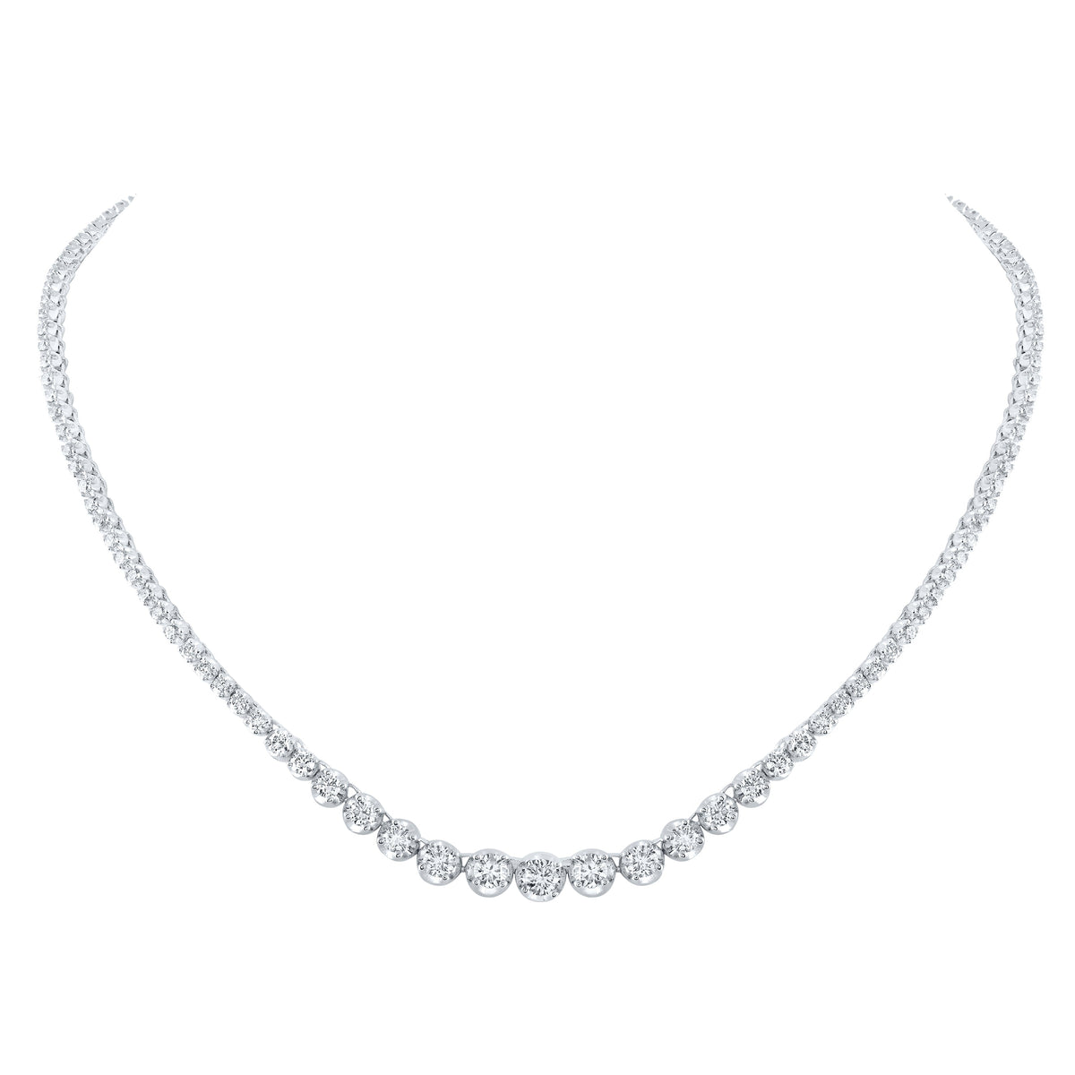 14kt White Gold Womens Round Diamond Graduated Tennis Necklace 5-3/4 Cttw