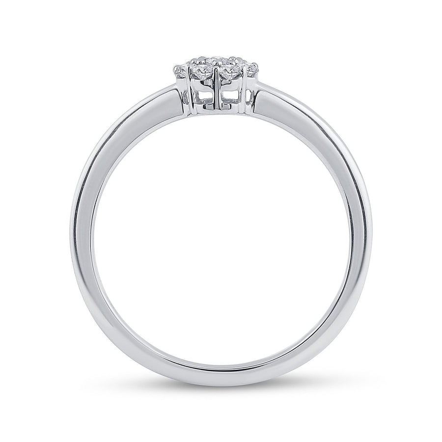 14kt White Gold Round Diamond Cluster Bridal Wedding Engagement Ring 1/5 Cttw
