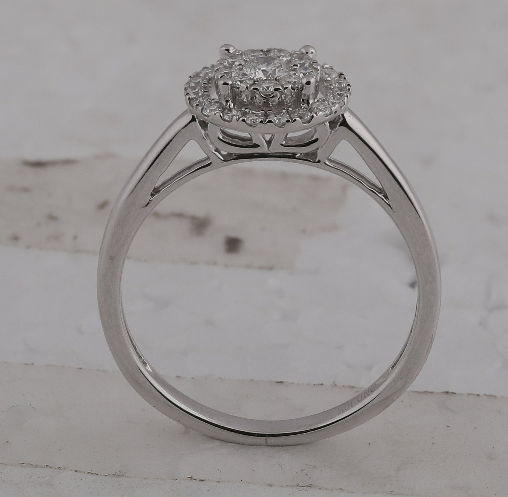 14kt White Gold Round Diamond Bridal Wedding Ring Band Set 1/2 Cttw