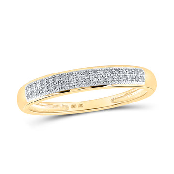 10kt Yellow Gold Womens Round Diamond Pave Band Ring 1/10 Cttw