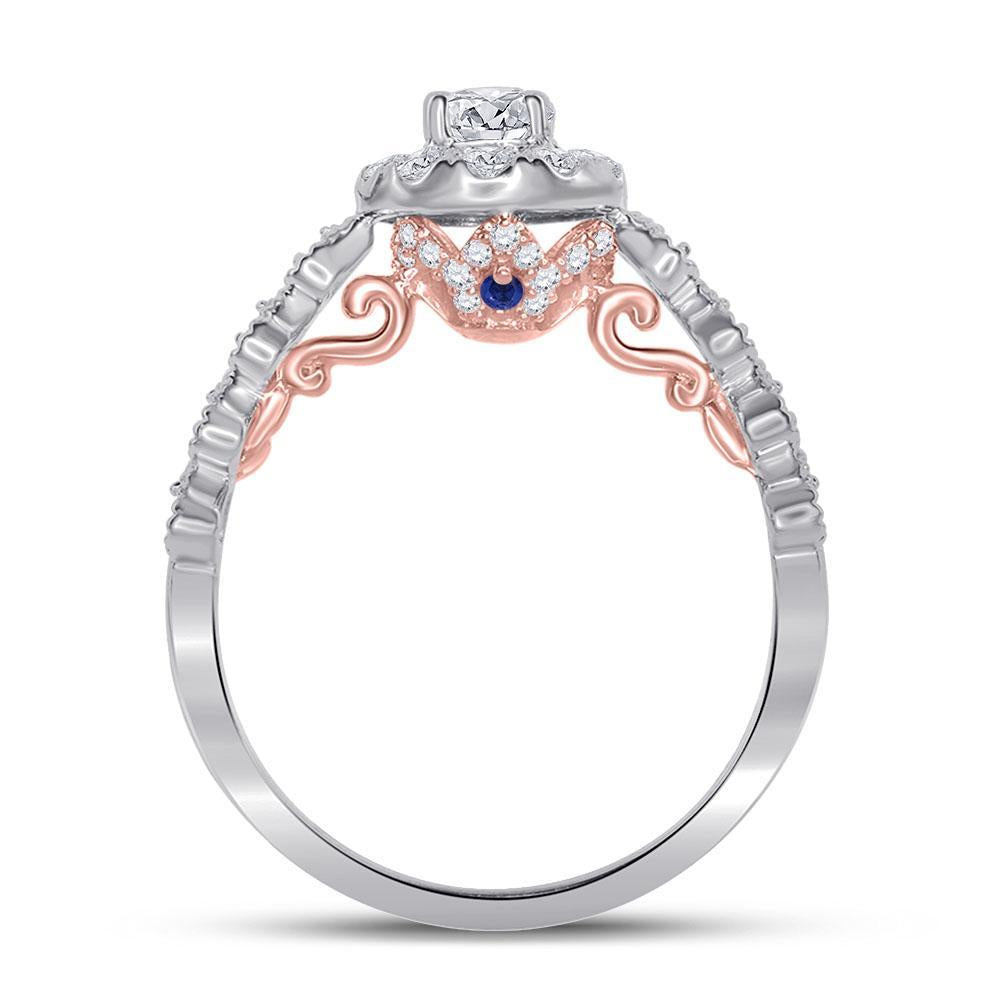 14kt Two-tone Gold Round Diamond Solitaire Bridal Wedding Engagement Ring 3/4 Cttw