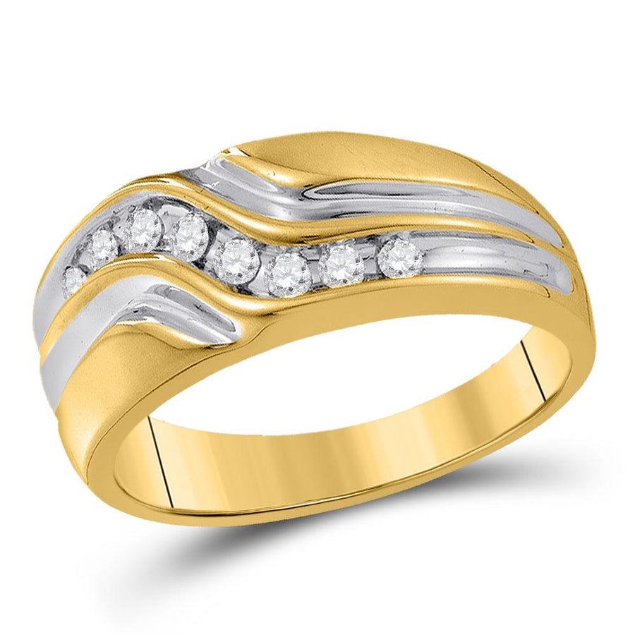 10kt Yellow Gold Mens Round Diamond Wedding Band Ring 1/4 Cttw