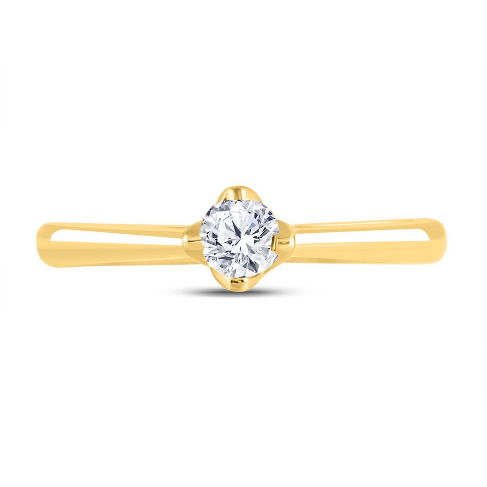 14kt Yellow Gold Womens Round Diamond Solitaire Bridal Wedding Engagement Ring 1/4 Cttw