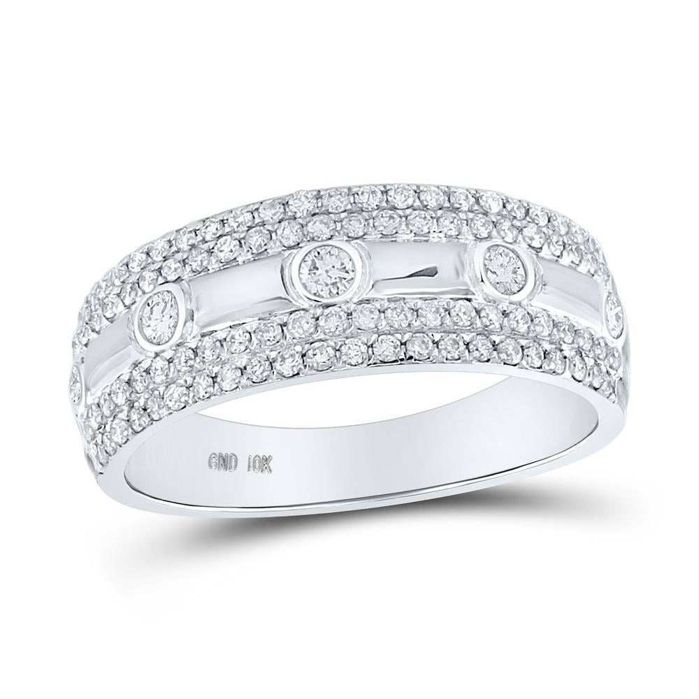 10kt White Gold Womens Round Diamond Anniversary Ring 1/2 Cttw