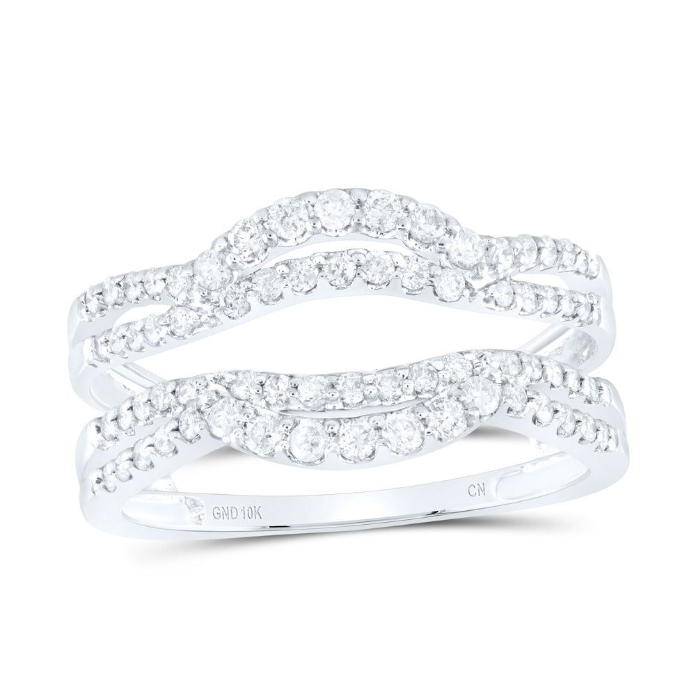 10kt White Gold Womens Round Diamond Wrap Enhancer Wedding Band 1/2 Cttw