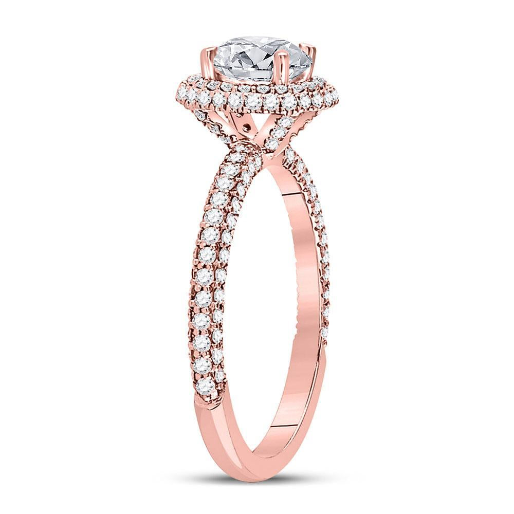 14kt Rose Gold Round Diamond Solitaire Bridal Wedding Engagement Ring 1-5/8 Cttw