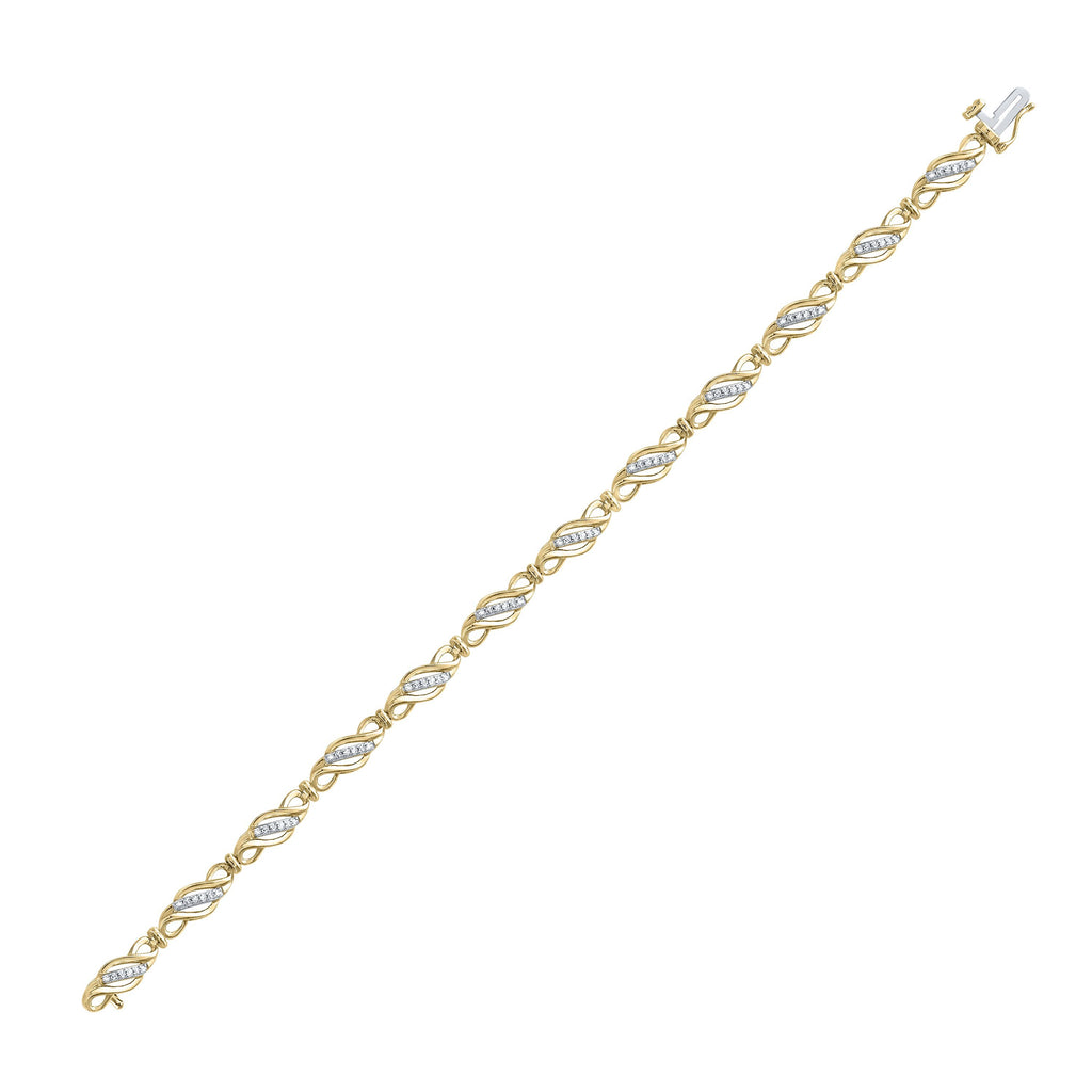 10kt Yellow Gold Womens Round Diamond Fashion Link Bracelet 1/3 Cttw