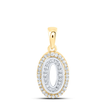 10kt Two-tone Gold Womens Round Diamond O Initial Letter Pendant 1/6 Cttw