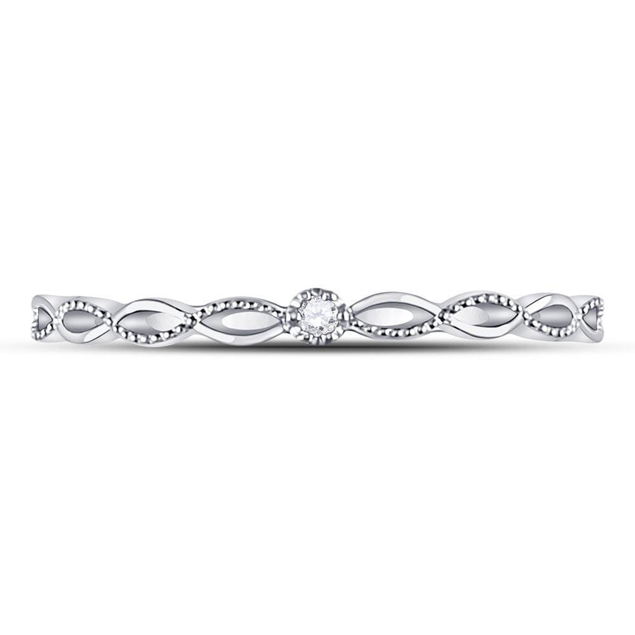 10kt White Gold Womens Round Diamond Stackable Band Ring .01 Cttw